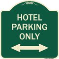 Signmission Hotel Parking W/ Bidirectional Arrow Heavy-Gauge Aluminum Sign, 18" x 18", G-1818-23902 A-DES-G-1818-23902